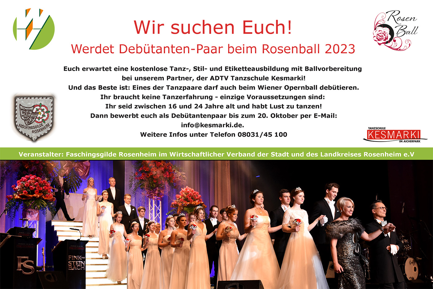 Wir suchen Euch! Werdet Debütanten-Paar beim Rosenball 2023